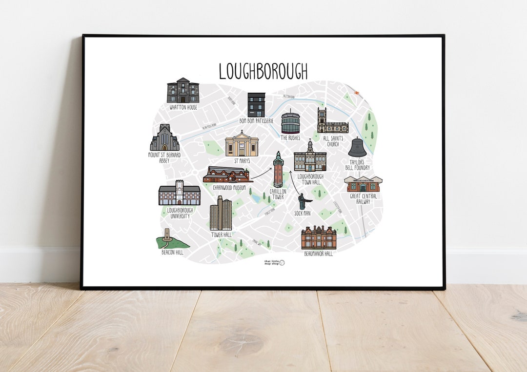 Loughborough Map Print Illustrated Map of Loughborough Custom Map of