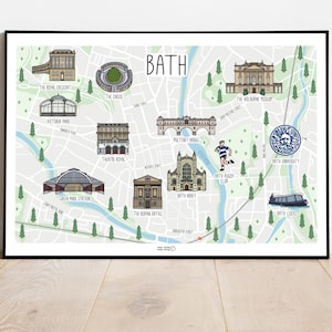 Impression de carte de Bath - carte de Bath - carte de Bath - carte de la ville de Bath - idée cadeau - décoration d'intérieur - art mural