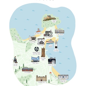 Map of St Ives Illustrated Map of St Ives Cornwall St Ives Map Print St Ives Cornwall Map Gift ...