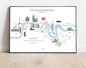 London marathon map - London marathon - custom map - London map - marathon gift - wall art - gift idea