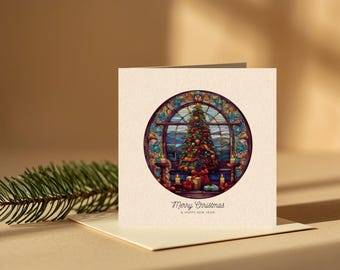 Stained Glass Christmas Tree Card | Rosebud's Studio (Digital Download)