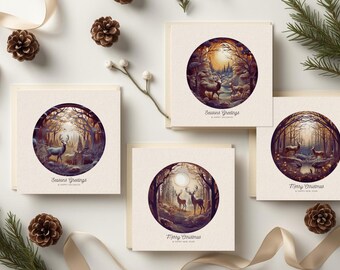 Deer Christmas Card Collection | Printable 6x6 Folded Cards | Set of 4 Designs | Digital Download | Rosebud’s Studio