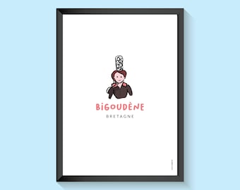 Brittany poster, illustration on paper, la bigoudène