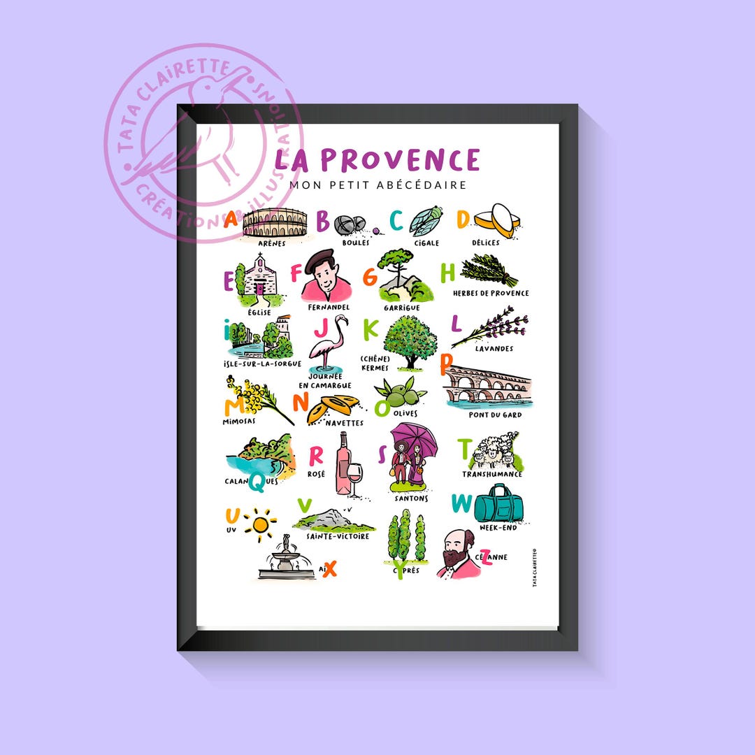 Provence Poster, Alphabet, Illustration on Paper - Etsy