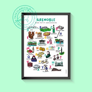 Grenoble poster, alphabet book, illustration on paper