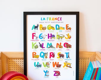 Poster of France, illustration on paper, alphabet of regions