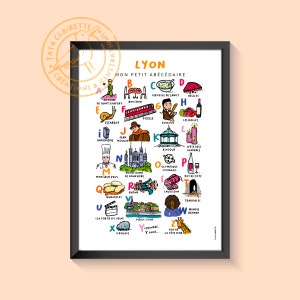 Poster of Lyon, alphabet book, illustration on paper