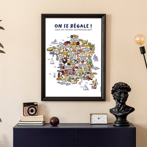 ON SE REGALE, gastronomic map of France, illustration on paper 50X70 cm