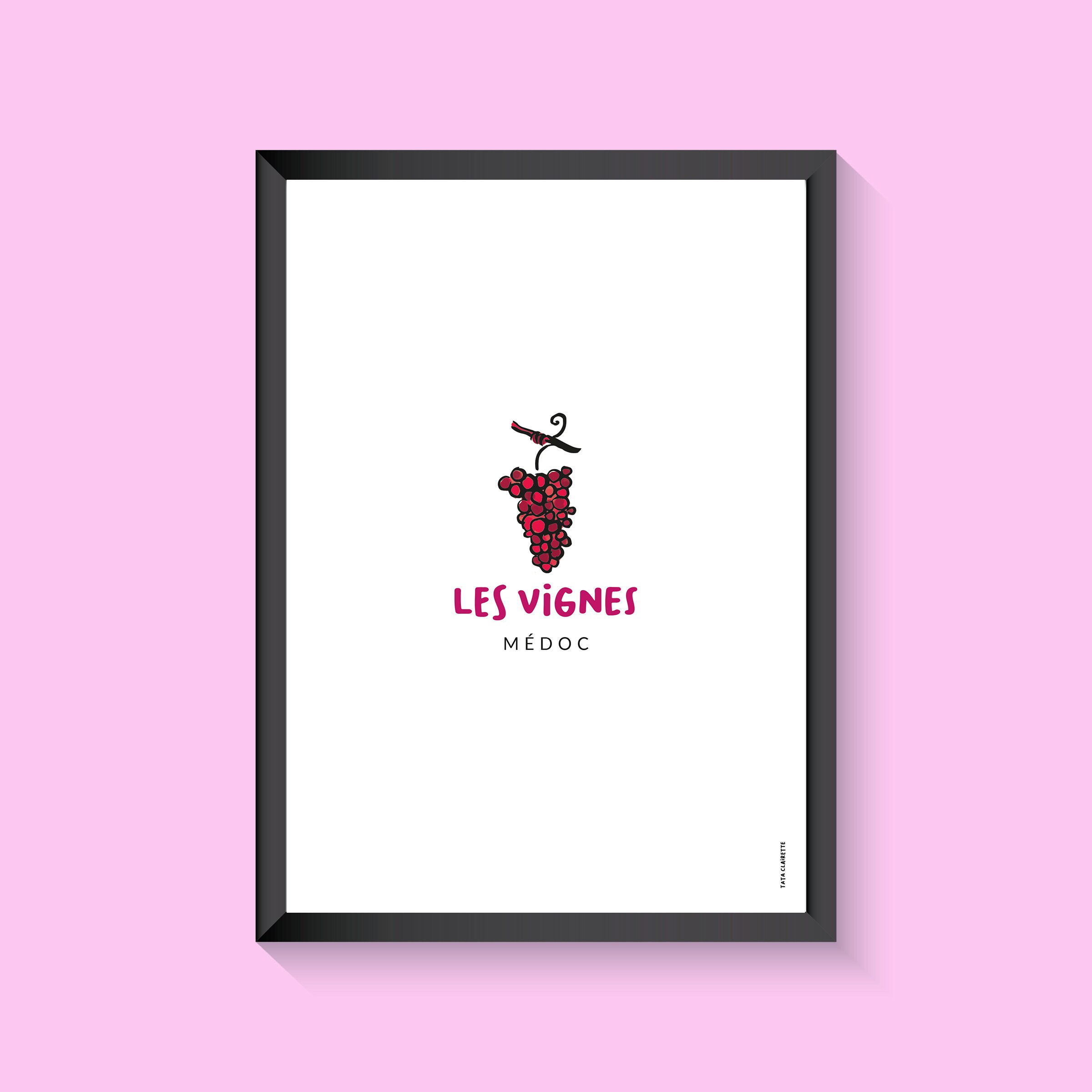 Poster of the Médoc, illustration on paper, the vines