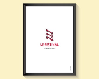 Affiche d’Avignon, illustration sur papier, le festival