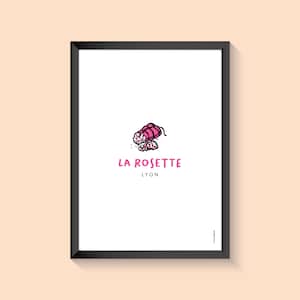 Affiche de Lyon, illustration sur papier, rosette