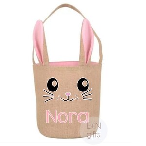 Personalized Easter Bag Basket, Bunny Ears Easter Basket Bag, Easter Bag, Easter Basket, Egg Hunt Bag