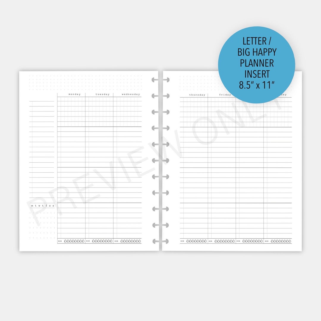 Letter / Big Happy Planner V.3 Weekly 2 Page Planner Inserts Printable ...