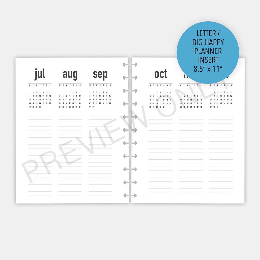 Letter / Big Happy Planner 2025 Future Log Planner Inserts Printable ...
