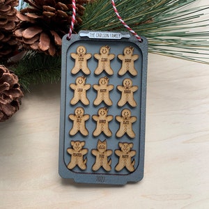 Personalized Gingerbread Cookie Sheet Christmas Tree Ornament- Custom Keepsake- Family, Grandkids, Big Family Up to 12 Names- 2025 Ornament