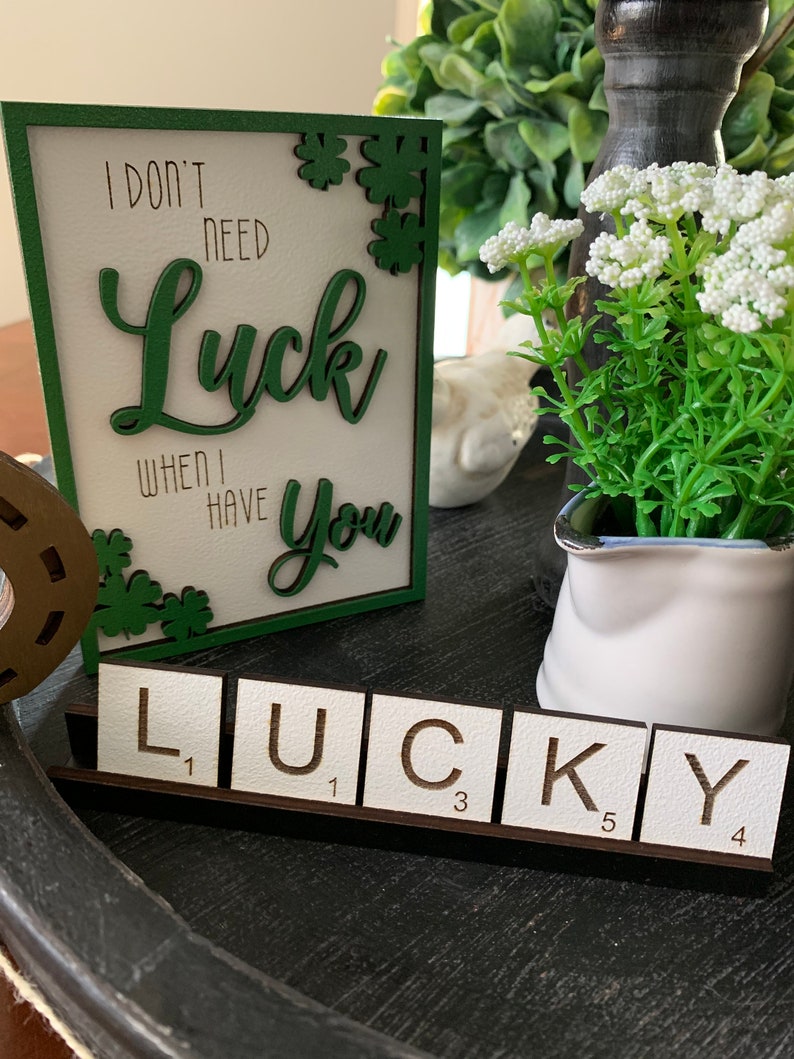 St Patricks Day Tiered Tray Decor 3D Mini Wood Signs, St Patty Day, Spring Tiered Tray, Irish Signs, Mother's Day Gift, Big Tiered Tray Set image 4