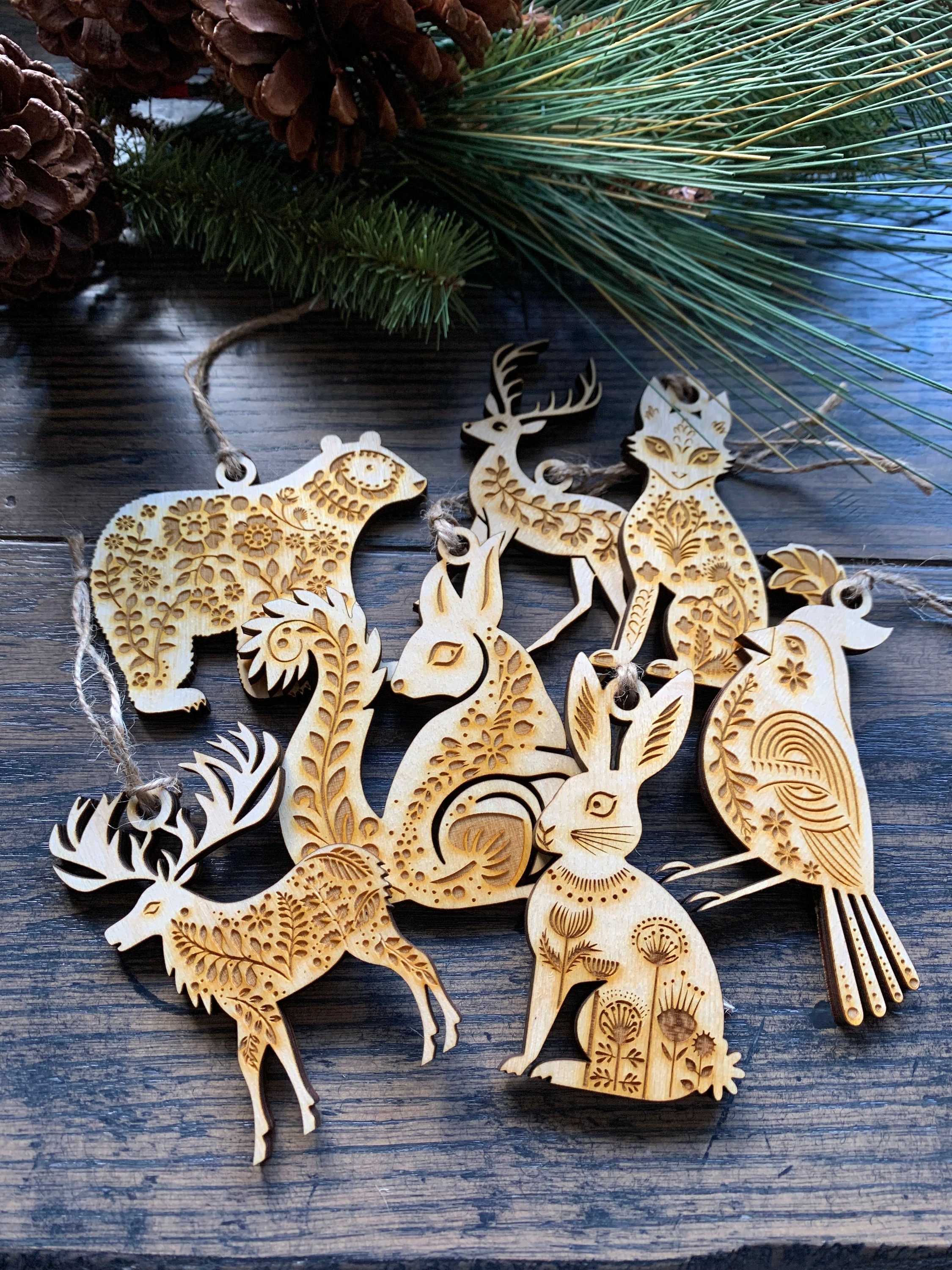Picture of Scandinavian Folk Art Ornaments- Woodland Animals Christmas Ornaments ...
