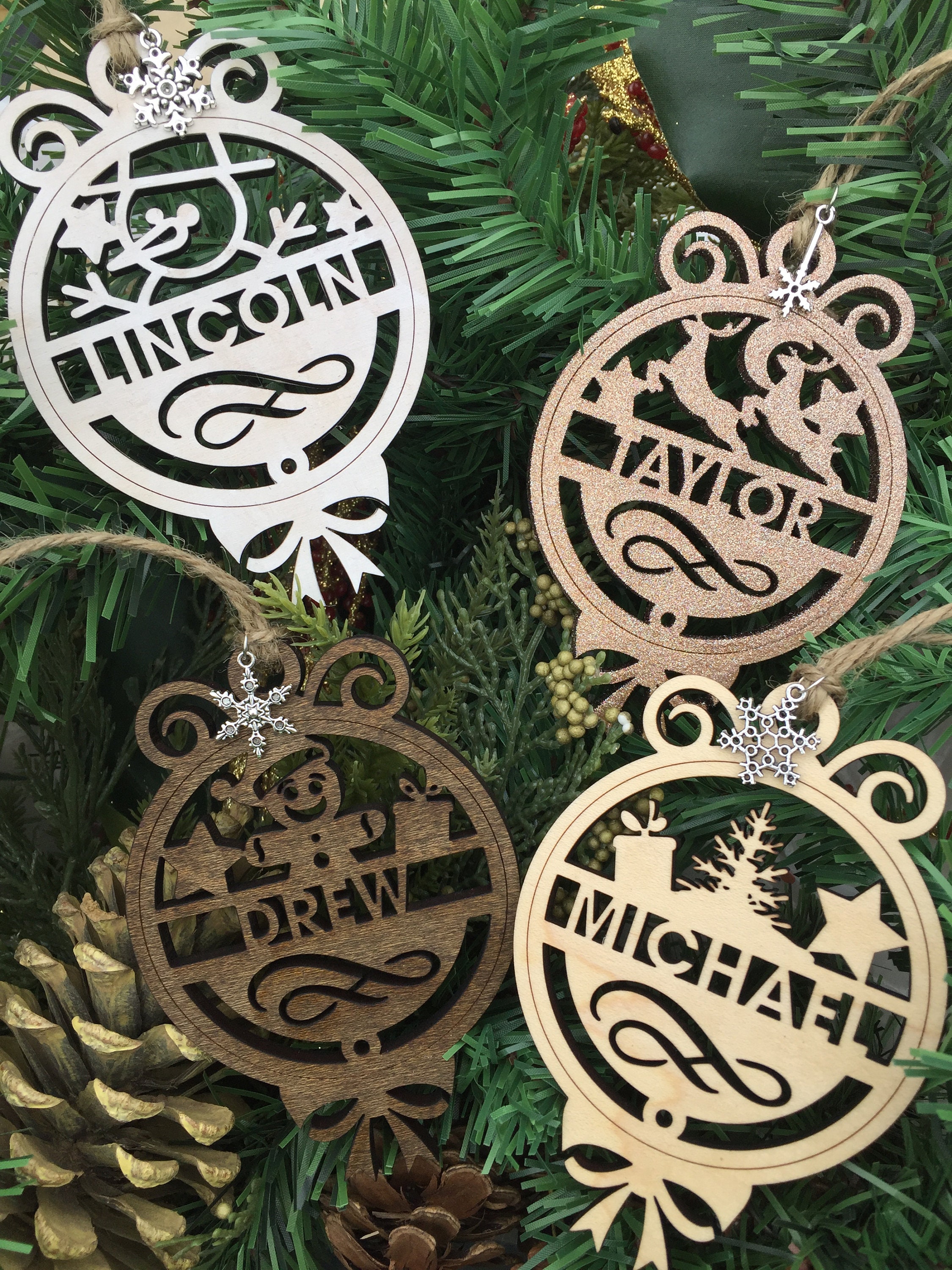 Personalized Christmas Tree Ornaments Custom Family Names Etsy Personalized christmas tree ornaments custom family names etsy