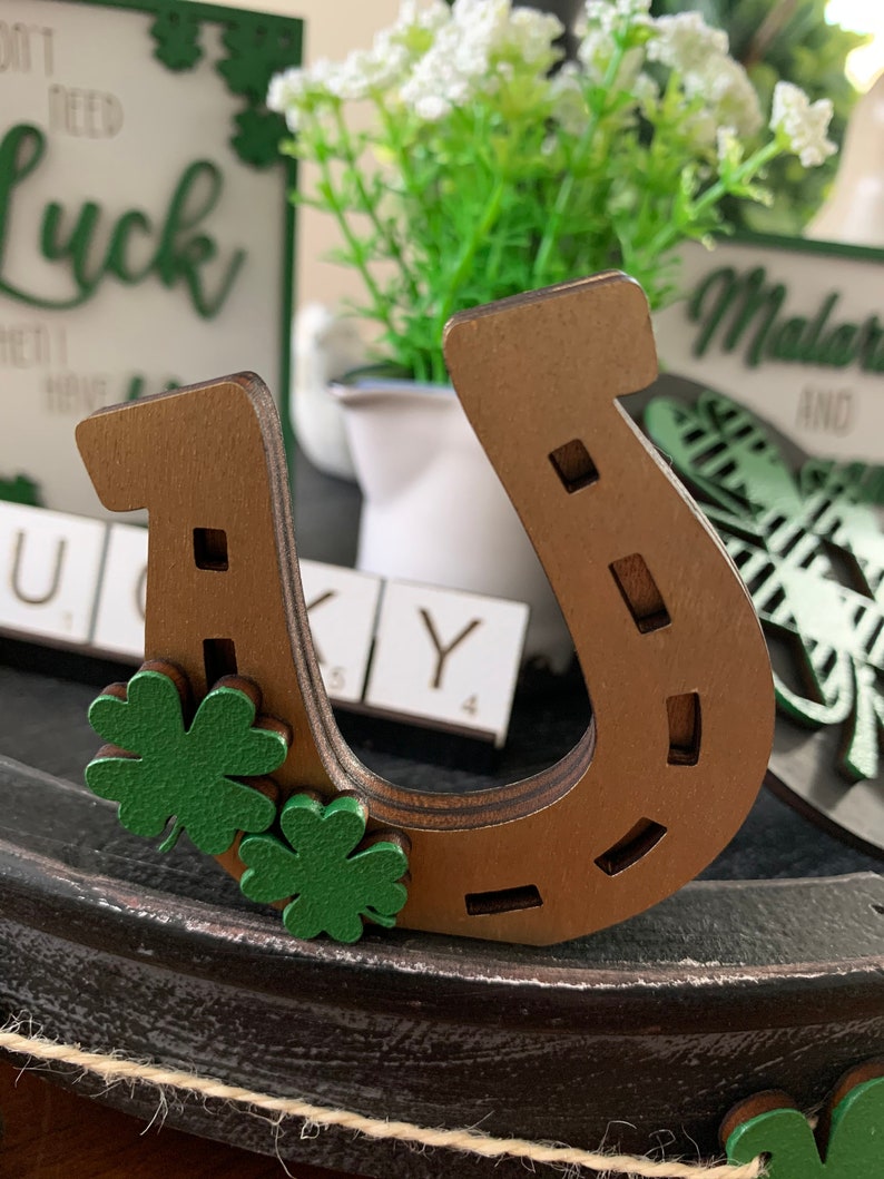 St Patricks Day Tiered Tray Decor 3D Mini Wood Signs, St Patty Day, Spring Tiered Tray, Irish Signs, Mother's Day Gift, Big Tiered Tray Set image 5