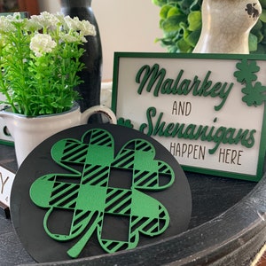 St Patricks Day Tiered Tray Decor 3D Mini Wood Signs, St Patty Day, Spring Tiered Tray, Irish Signs, Mother's Day Gift, Big Tiered Tray Set image 3