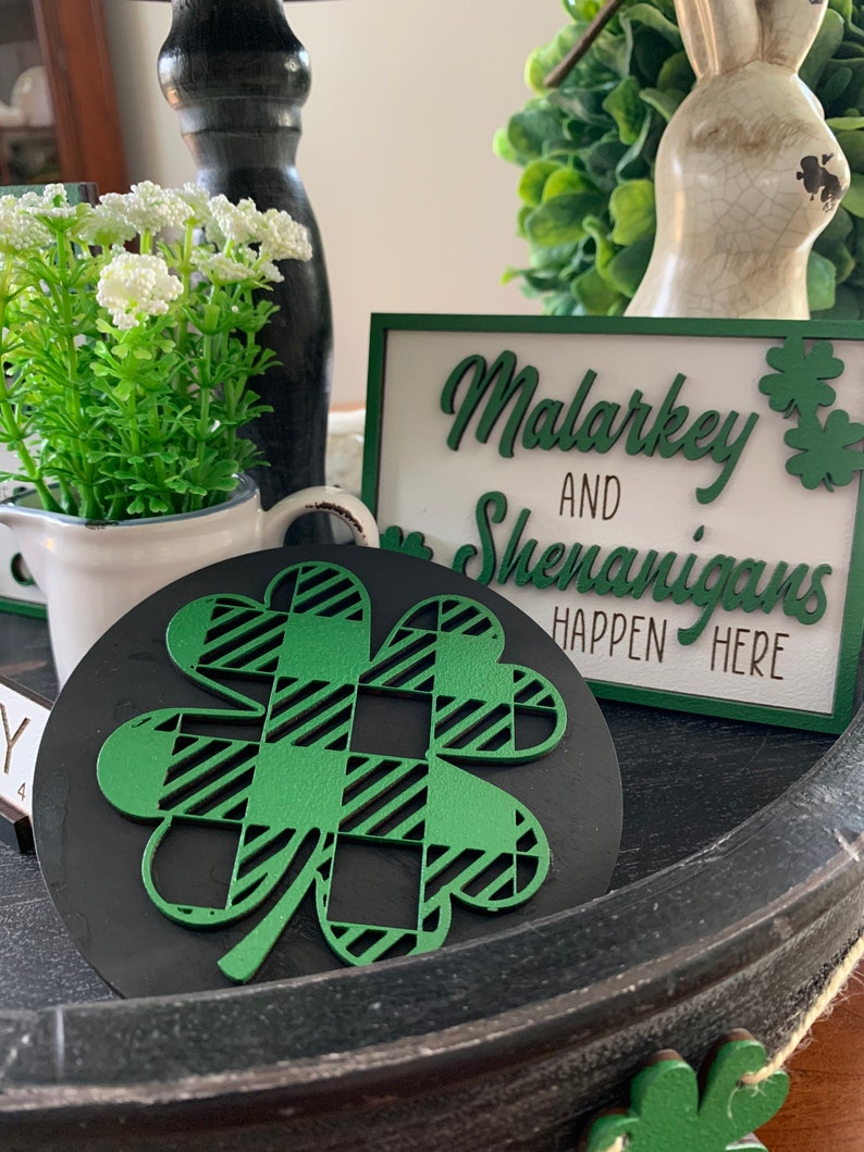 St Patricks Day Tiered Tray Decor 3D Mini Wood Signs, St Patty Day, Spring Tiered Tray, Irish Signs, Mother's Day Gift, Big Tiered Tray Set image 3