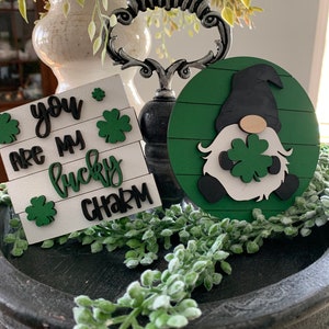St Patricks Day Tiered Tray Decor 3D Mini Wood Signs, St Patty Day, Spring Tiered Tray, Irish Signs, Mother's Day Gift, Big Tiered Tray Set image 2