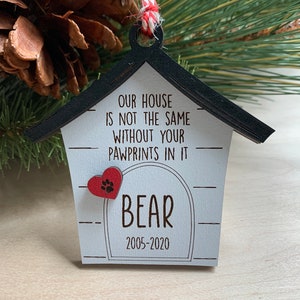 Personalized Pet Memorial Ornament-  Pet Christmas Tree Ornament- 3D Wood Ornament- Pet Loss Ornament- Custom Made Gift- Memorial Gift