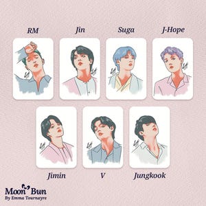 BTS Photocards - K-pop Fanart Cards of BTS - RM, Jin, Suga, J-Hope, Jimin, V, Jungkook - K-pop Merch & Gifts