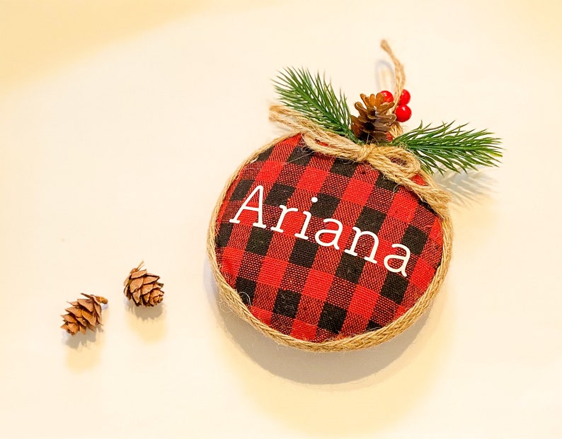 Customizable Christmas Tree Ornaments Rustic Plaid