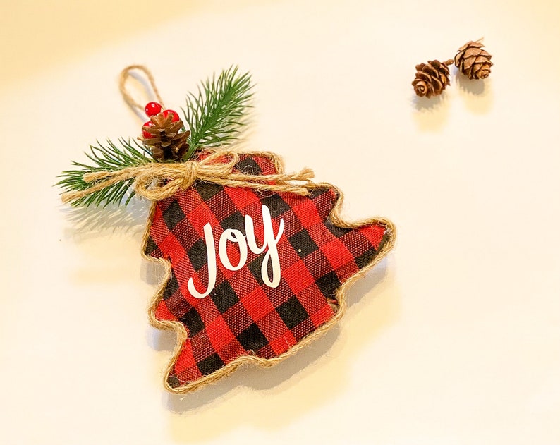 Customizable Christmas Tree Ornaments Rustic Plaid