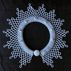 Vintage Ruth Bader Ginsburg White Hand Beaded Choker / Collar Necklace - Great for a RBG Costume / Dinner Party / Christmas Hanukkah Gift