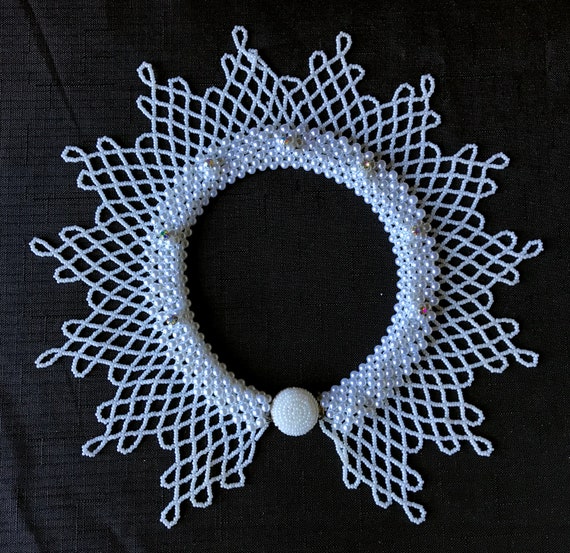 Vintage Ruth Bader Ginsburg White Hand Beaded Cho… - image 1