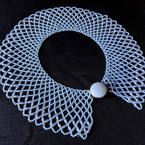 Vintage Ruth Bader Ginsburg  White Hand Beaded Glass Bead Collar / Choker Necklace - RBG Costume / Dinner Party / Christmas Hanukkah Gift