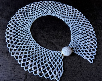 Vintage White Glass Beaded Collar Necklace – Ruth Bader Ginsburg Style