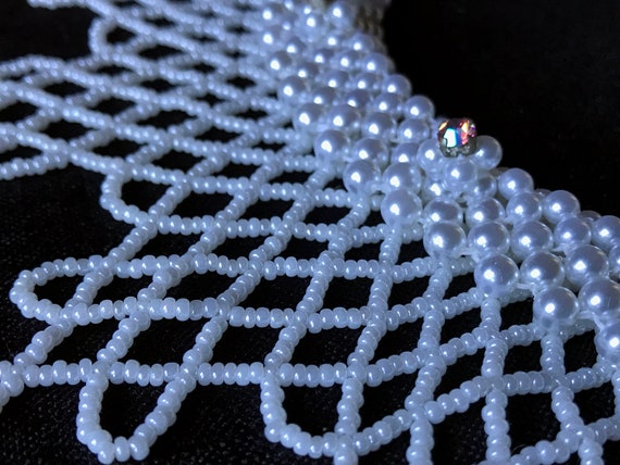 Vintage Ruth Bader Ginsburg White Hand Beaded Cho… - image 2