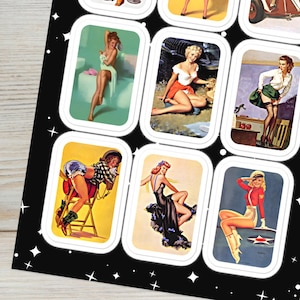d'autocollants PIN-UP FILLES | Modèles glamour vintage | Modèles Pin Up | Stickers rétro femme | autocollants pin up vintage | Stickers années 50