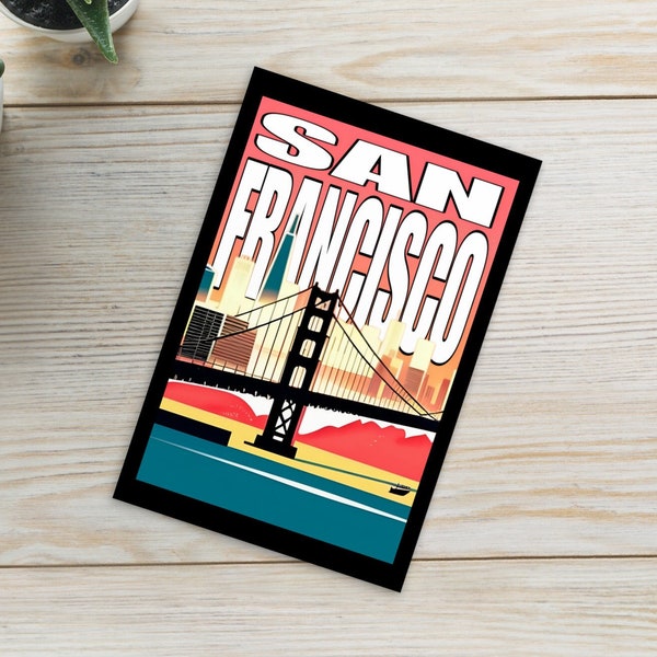 SAN FRANCISCO Postcard | Travel Art | California | San Fran Travel | United States Travel | Postcard Art | Home Decor Design Gift Idea