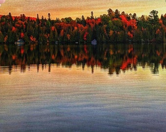 Autumn Lake Reflection Photograph | Nature Photography | Fall Colors | Water Reflection Print | Wall Art Gift Idea | Photograph Art