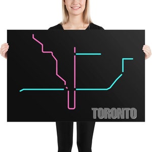TORONTO SUBWAY Map Poster, Metro Line Minimalist Art, Toronto City Train Map, Line Minimal Art, Neon Colour Line Map Wall Art, Transit Map