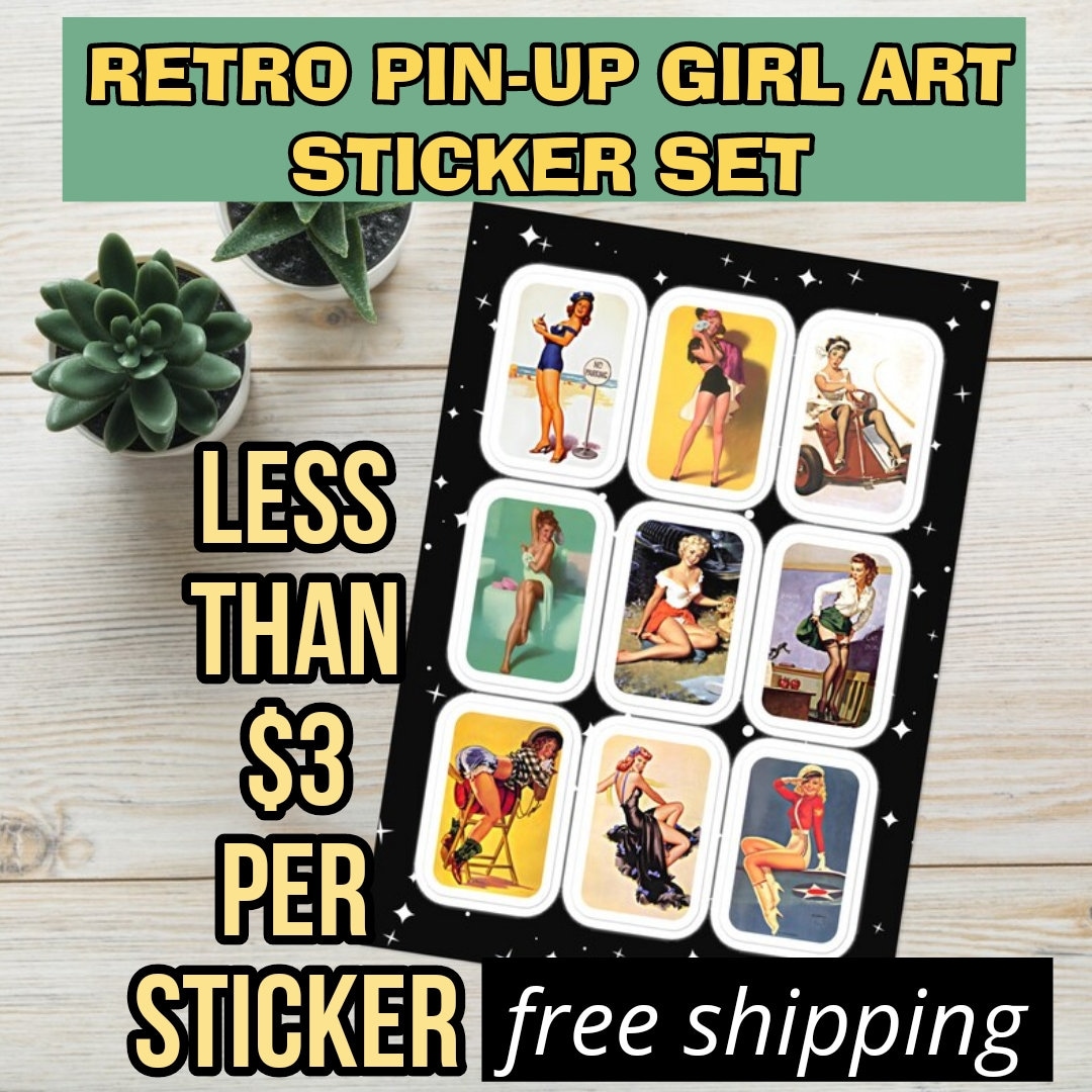 PIN UP GIRLS Sticker Pack Vintage Glamour Models Pin up Models Art Retro Women Stickers Vintage