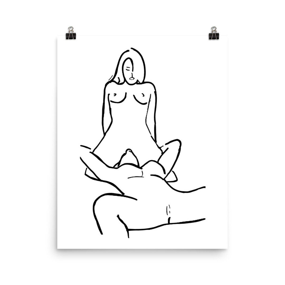 Lesbian Sex Line Art Nude Women Drawing Poster XXX Sketch pic