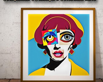 Weird Female Portrait Collage Art Print | Original Digital Art