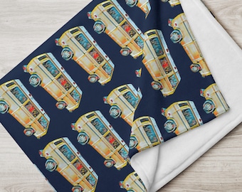 Westfalia Van Throw Blanket, Modern Art Retro Design, Camper Van, Home Decor Pattern, Home Design Accessories, Blanket Graphic Design, Gift