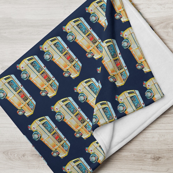 Camper Van Print Pattern Blanket