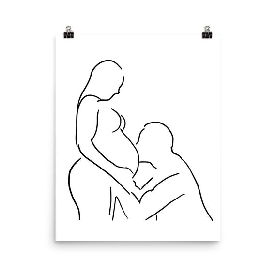 Man and Pregnant Woman Line Drawing Print, Loving Couple Sketch Poster,  Fine Line Art, Minimalist Figure Drawing, Love Romance Gift Idea - Etsy  Hong Kong