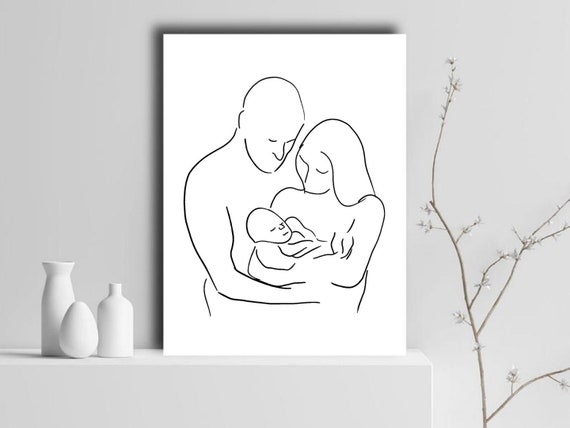 Digital Prints Art & Collectibles Prints Mother Father Child Fine Line ...