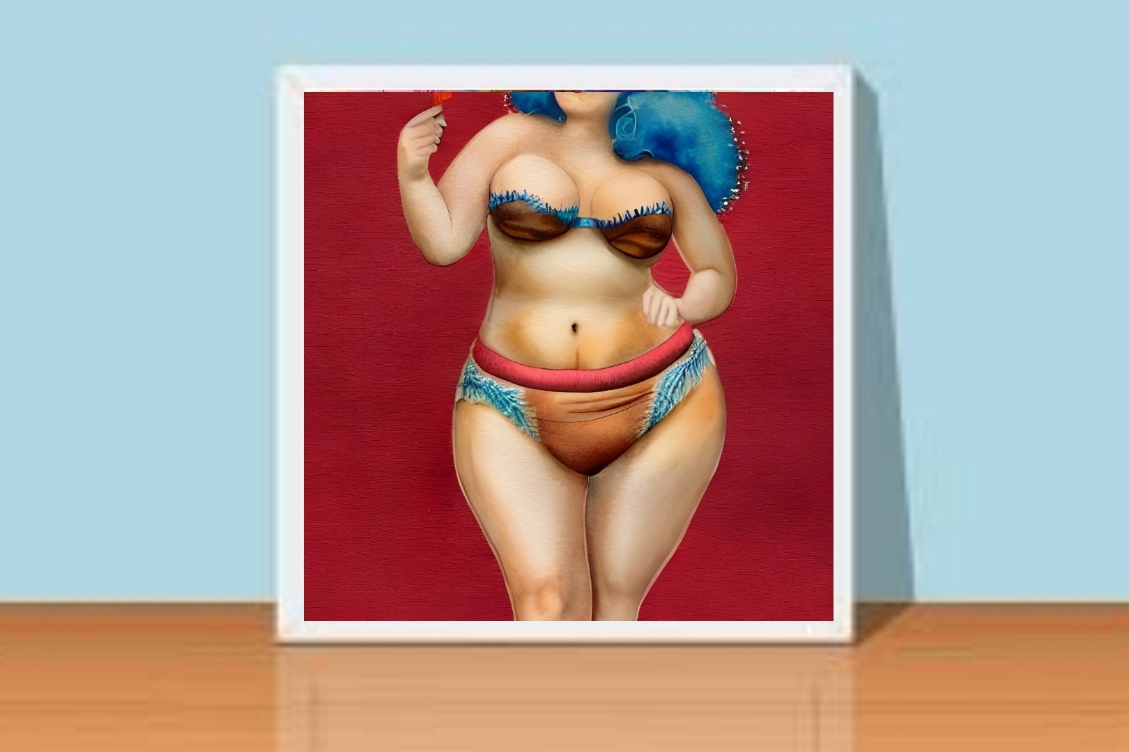 Sexy Curvy Woman Digital Art Chubby Beautiful Female Painting Busty