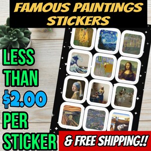 Famous Paintings Sticker Set | Mona Lisa Sticker | Van Gogh Sticker | Salvador Dali Art Sticker | Classic Art Sticker Pack | Art Lover Gift