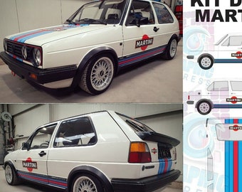 martini racing deco kit compatible with golf 1 and 2 - sticker racing le mans - Large sport rally