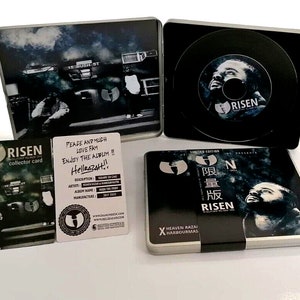 heaven razah & harbourmaster : " risen " the story of chron " hell razah " smith - collector card + vocal drop signature - metal case